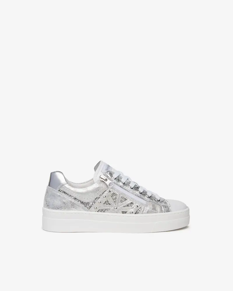 NeroGiardini Outlet Sneakers Donna in Pelle e Materiale Tecnico - Argento