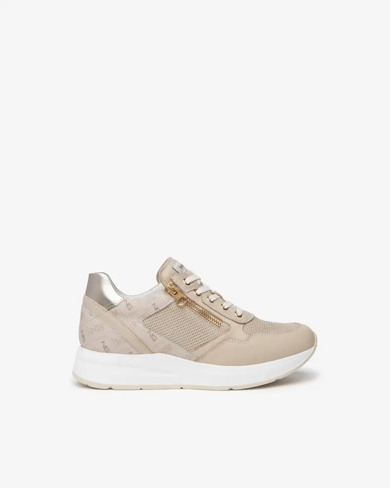 NeroGiardini Outlet Sneakers Donna in Pelle e Materiale Tecnico - Avorio