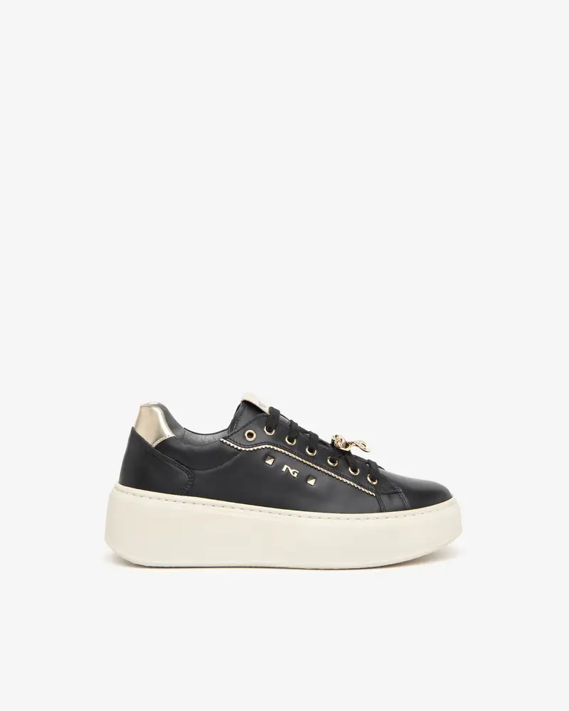 Outlet Sneakers Donna in Pelle e Materiale Tecnico - Nero