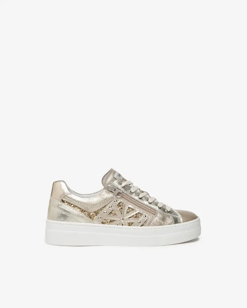 NeroGiardini Outlet Sneakers Donna in Pelle e Materiale Tecnico - Oro