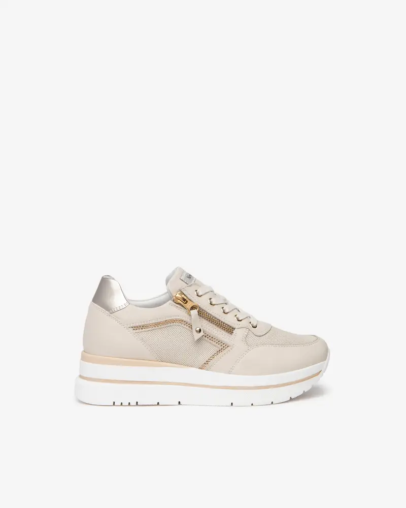 Outlet Sneakers Donna in Pelle e Suede - Avorio