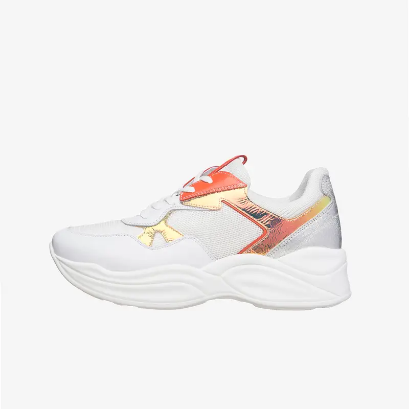 Outlet Sneakers Donna in Pelle e Tela - Bianco