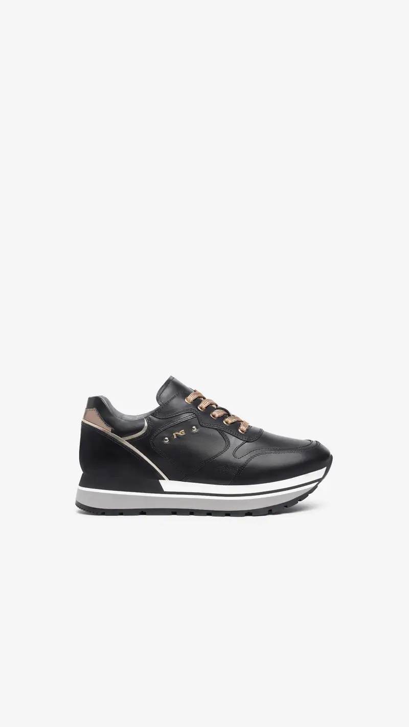 Outlet Sneakers Donna in Pelle - Nero
