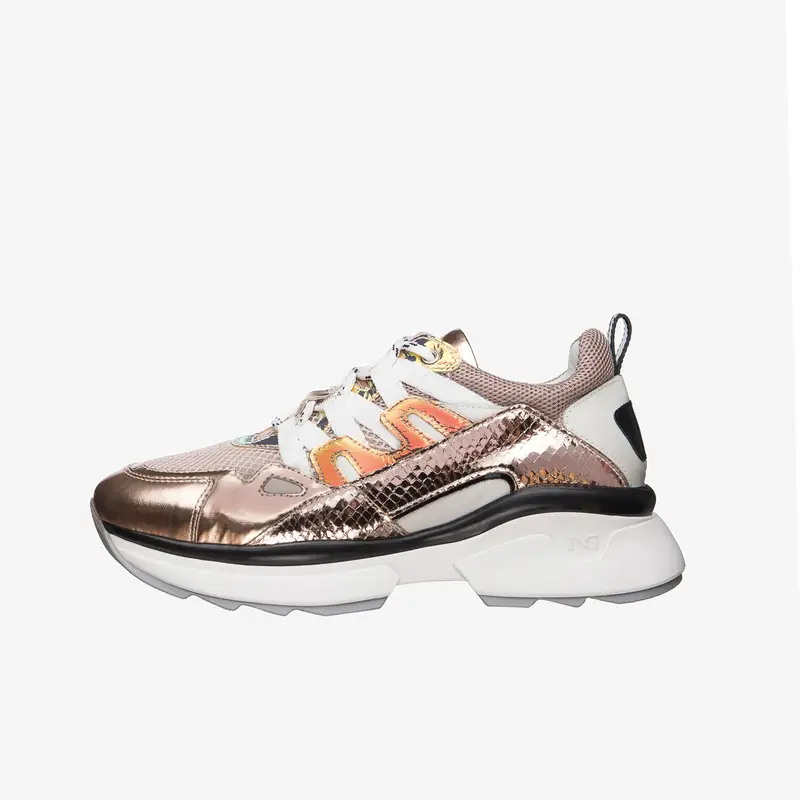 Outlet Sneakers Donna in Pelle, Tela e Vernice - Oro