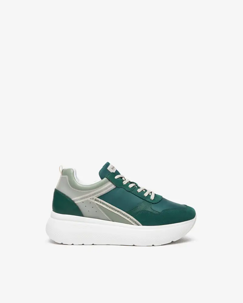 NeroGiardini Outlet Sneakers Donna in Suede, Pelle e Tela - Verde