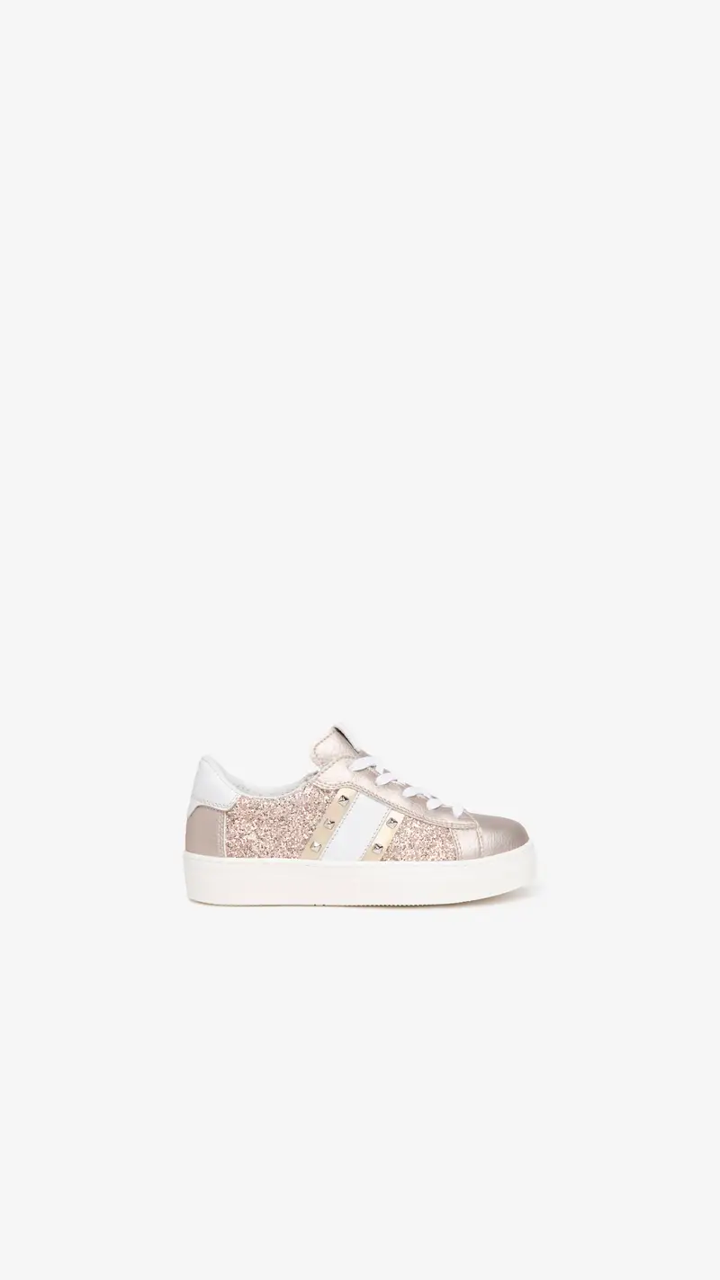 Outlet Sneakers Teens da Ragazza in Materiale Tecnico e Pelle - Dorato
