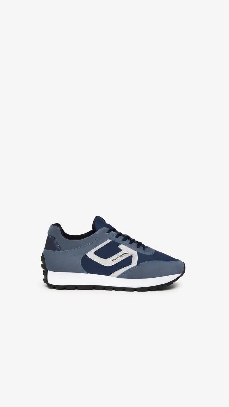 NeroGiardini Outlet Sneakers Uomo in Camoscio  - Blu