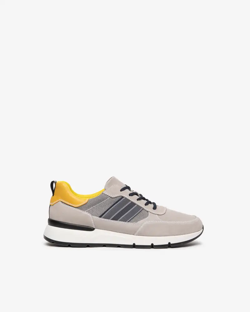 NeroGiardini Outlet Sneakers Uomo in Camoscio, Pelle e Tela - Avorio