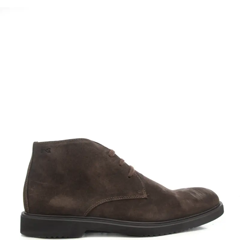 polacchini da uomo in suede stringati moka