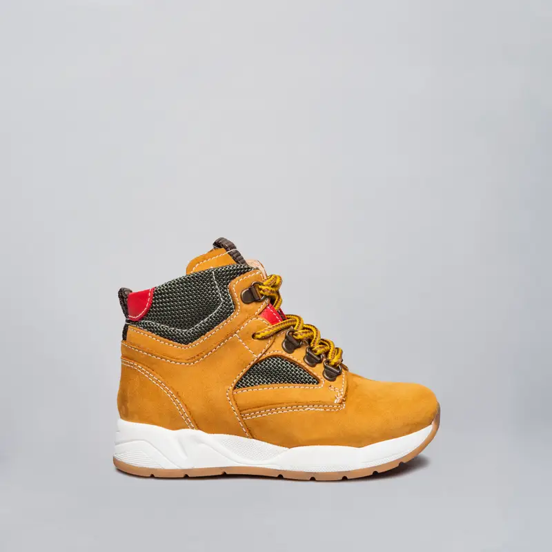 Polacchino Kids Bambino in Pelle e Tessuto Tecnico - Giallo