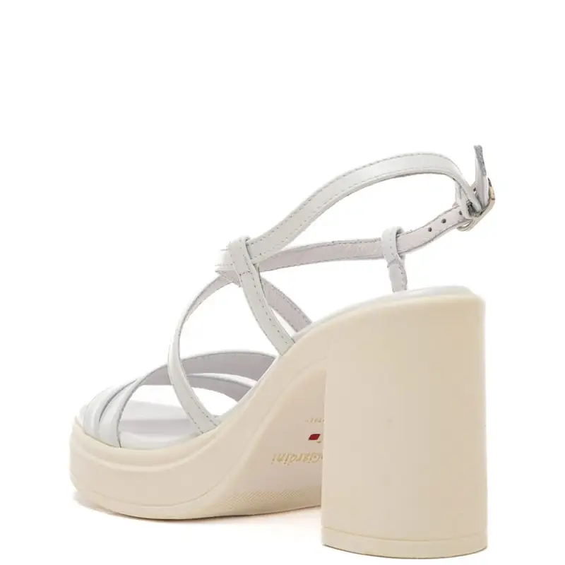 sandali alti da donna con tacco a blocco e fascette a incrocio sul davanti bianchi miniatura 2