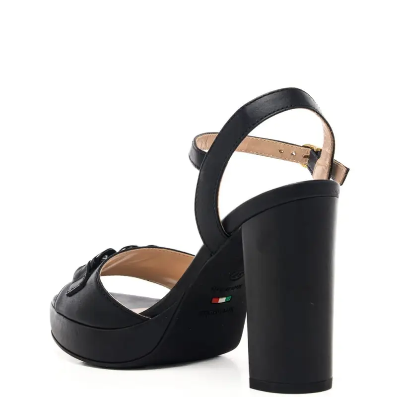 Nerogiardini sandali alti da donna in pelle con dettaglio a catena sul davanti neri miniatura 3