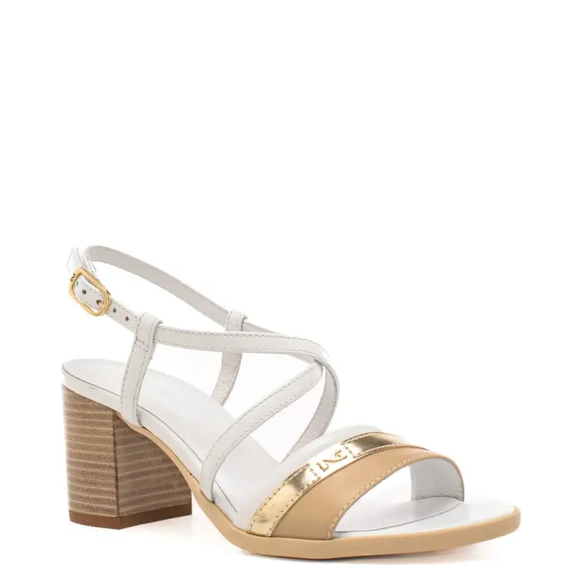 sandali bassi da donna con fascetta laminata a contrasto sul davanti bianchi miniatura 2