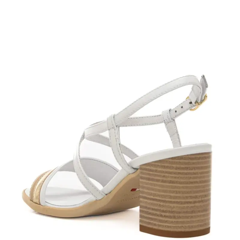 sandali bassi da donna con fascetta laminata a contrasto sul davanti bianchi miniatura 3