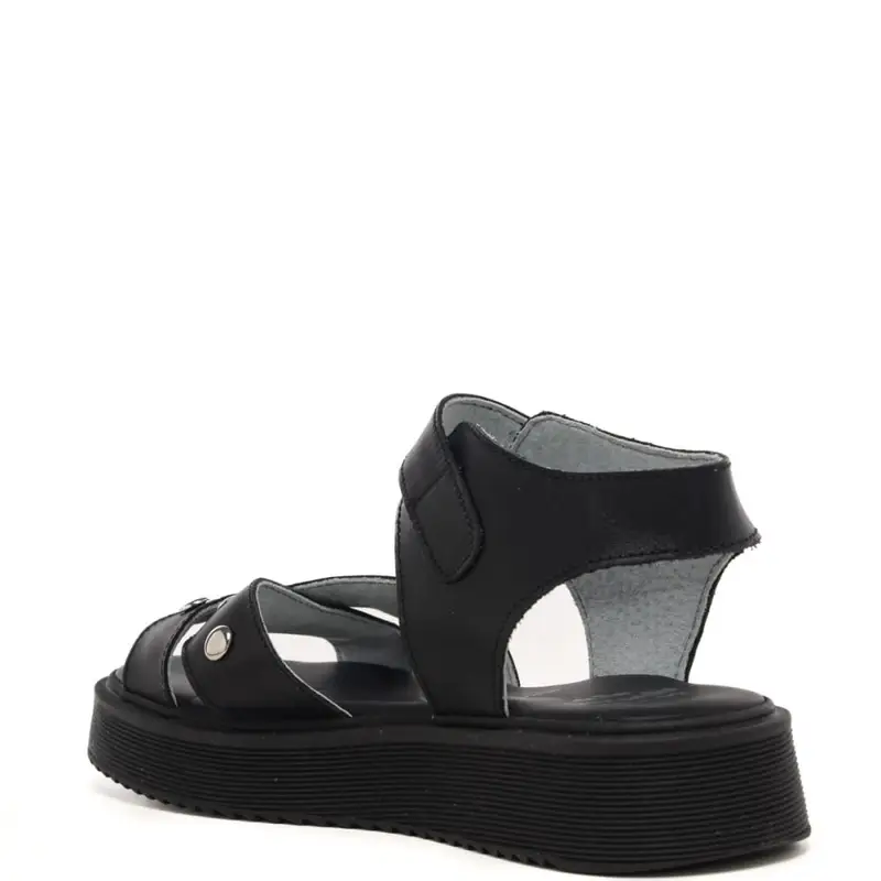 Nerogiardini sandali da bambina con fascette in vera pelle nera con borchie miniatura 3