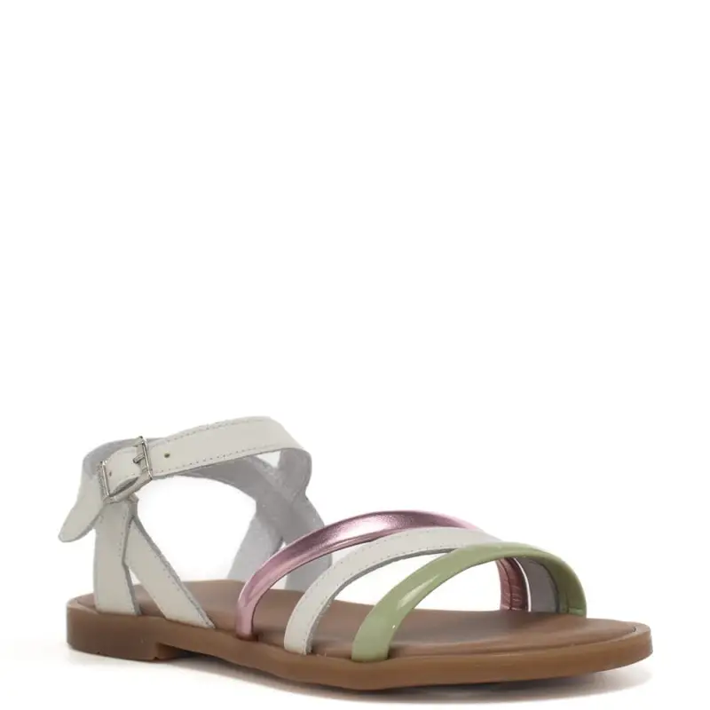 Nerogiardini sandali da bambina con fascette multicolor bianco miniatura 2