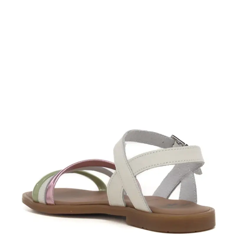 Nerogiardini sandali da bambina con fascette multicolor bianco miniatura 3