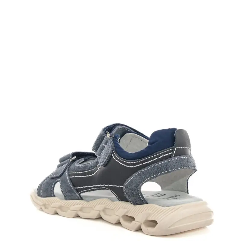 sandali da bimbo con chiusura a doppio strappo e inserti in suede blu navy miniatura 3