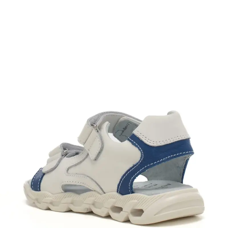 Nerogiardini sandali da bimbo con chiusura a doppio strappo in velcro con stella multicolor in pelle bianca miniatura 3