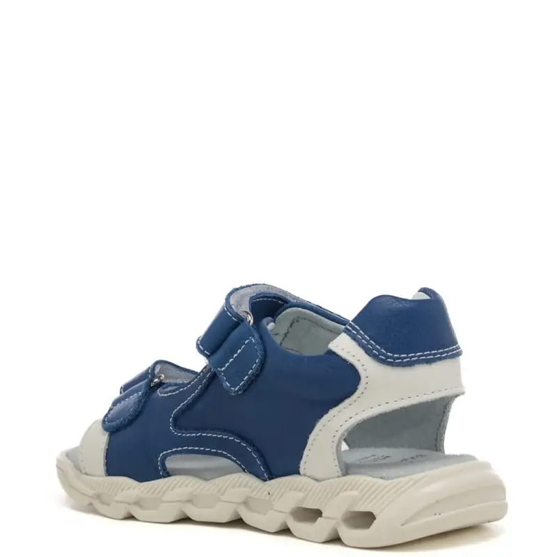 Nerogiardini sandali da bimbo con chiusura a doppio strappo in velcro con stella multicolor in pelle blu miniatura 3