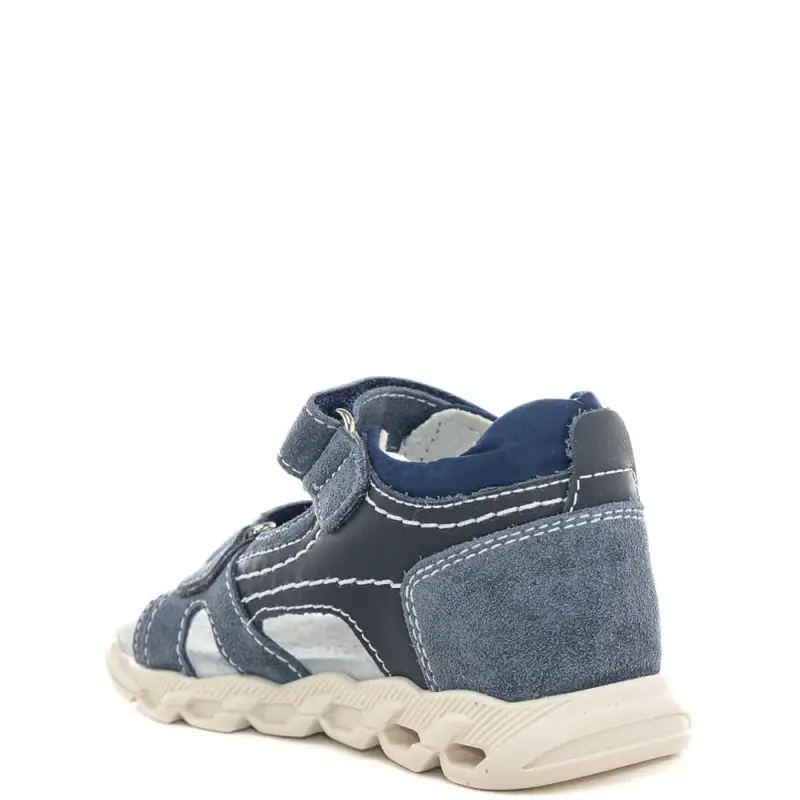 sandali da bimbo con chiusura a doppio strappo in velcro e inserti in suede blu navy miniatura 3