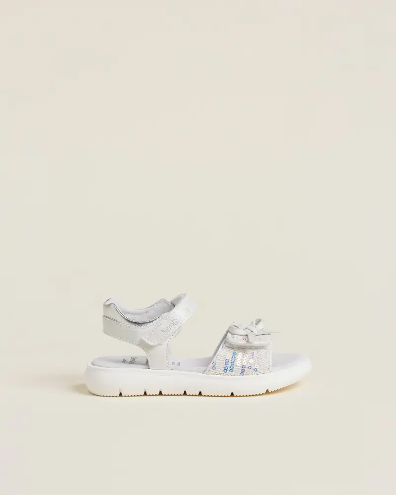 NeroGiardini Sandali Junior da Bambina in Materiale Tecnico e Tessuto - Bianco