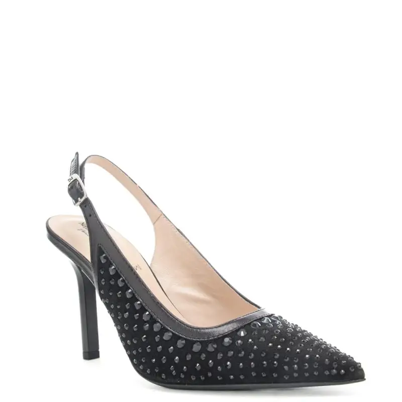 scarpe alte da donna chanel con strass ton sur ton all over nere miniatura 3