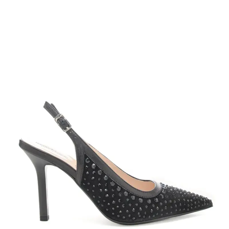 scarpe alte da donna chanel con strass ton sur ton all over nere