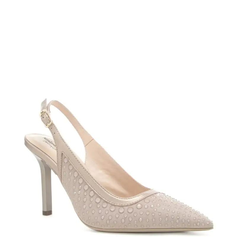 scarpe alte da donna chanel in vera pelle con strass ton sur ton all over miniatura 3