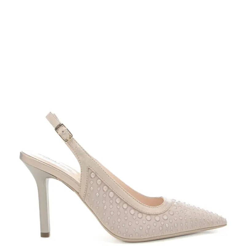 scarpe alte da donna chanel in vera pelle con strass ton sur ton all over