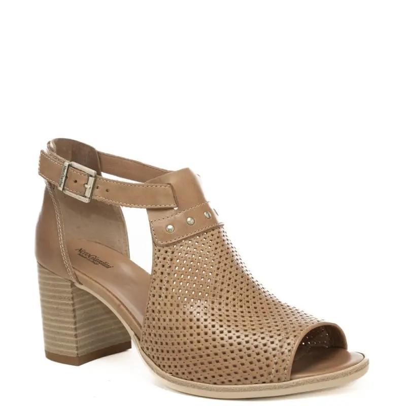 scarpe da donna con tomaia traforata e design semi aperto beige miniatura 2