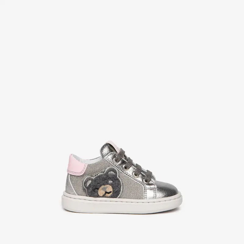 Sneakers Baby da Bimba in Pelle - Argento