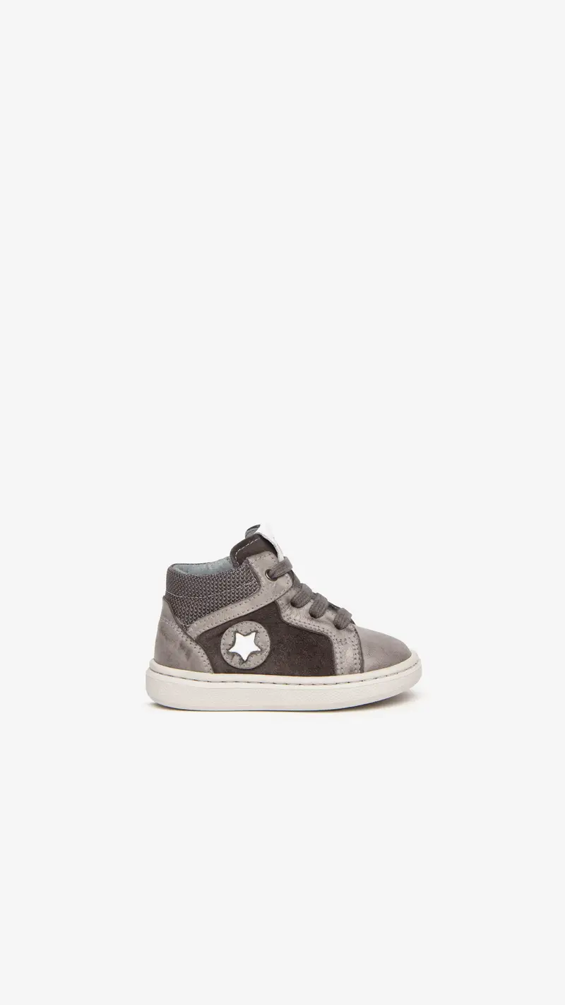 Sneakers Baby da Bimbo in Pelle e Camoscio - Grigio