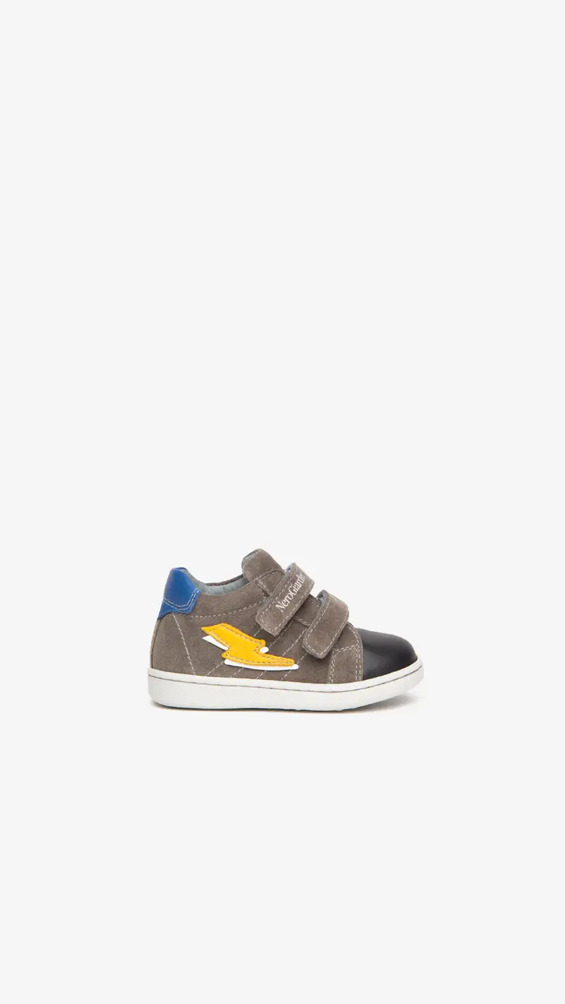 Sneakers Baby da Bimbo in Pelle e Camoscio - Nero