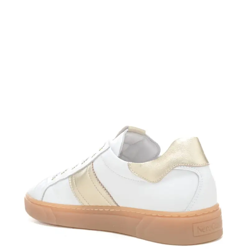 sneakers da donna con inserti laminati bianche oro miniatura 3
