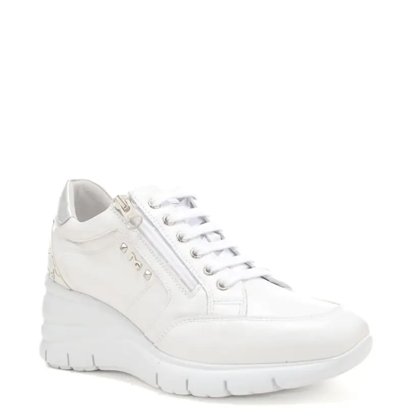 sneakers da donna con stampa logo monogram geometrico sul retro bianche miniatura 2