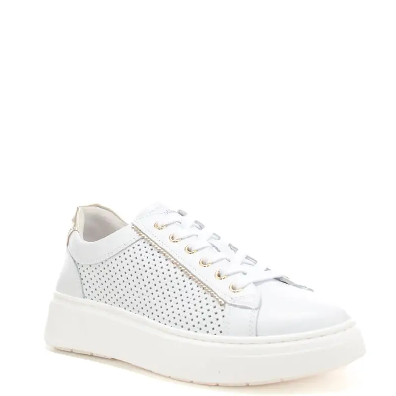 sneakers da donna in suede con tomaia traforata e inserto laminato sul retro miniatura 3