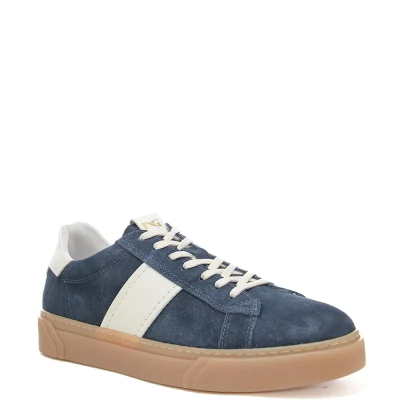 sneakers da uomo in suede con inserti in pelle a contrasto colore blu navy miniatura 2