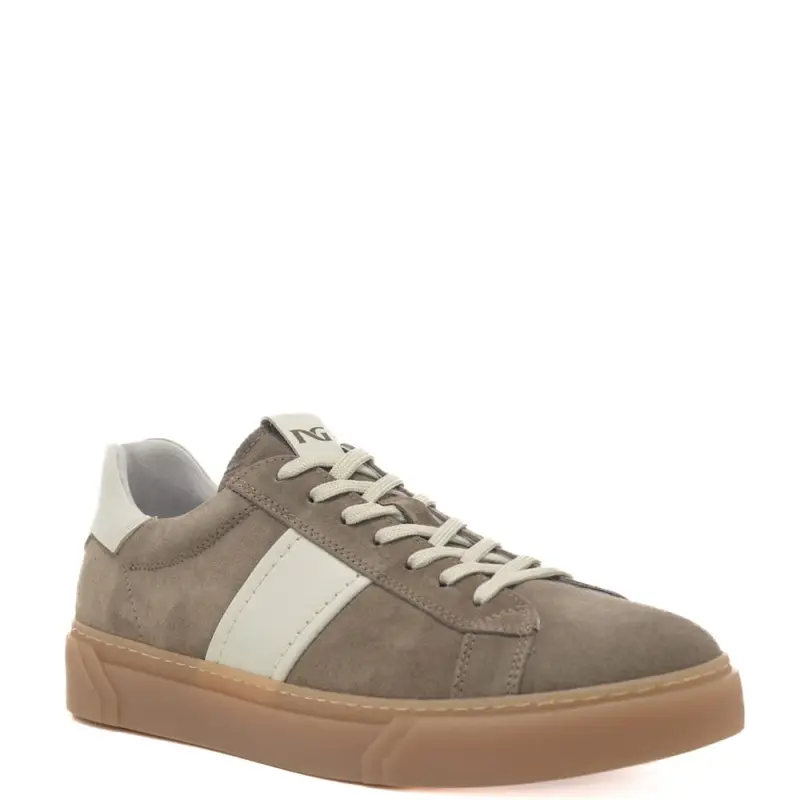 Nerogiardini sneakers da uomo in suede con inserti in vera pelle tortora miniatura 2