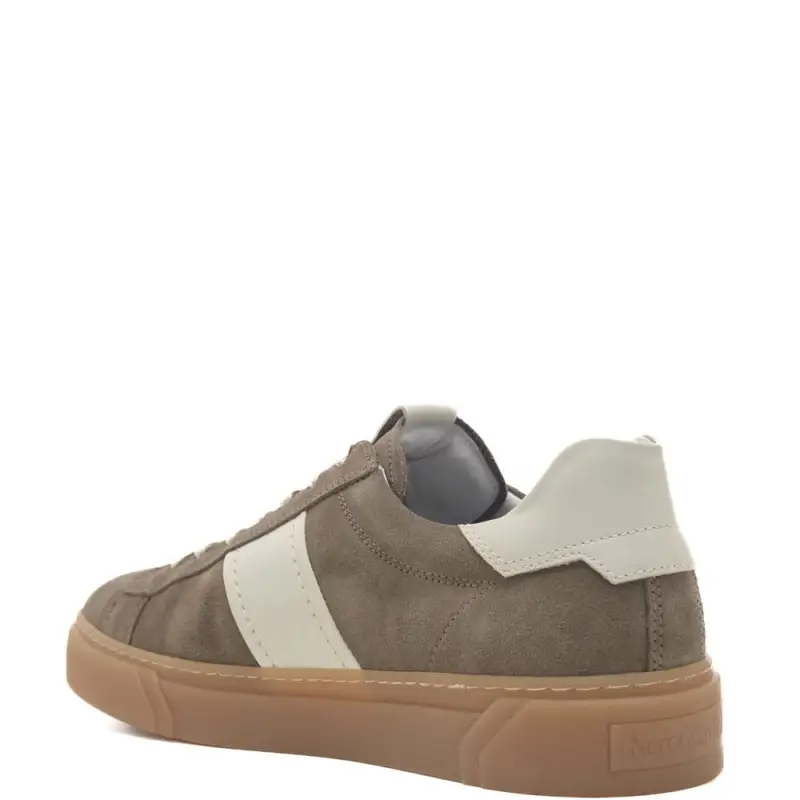 Nerogiardini sneakers da uomo in suede con inserti in vera pelle tortora miniatura 3