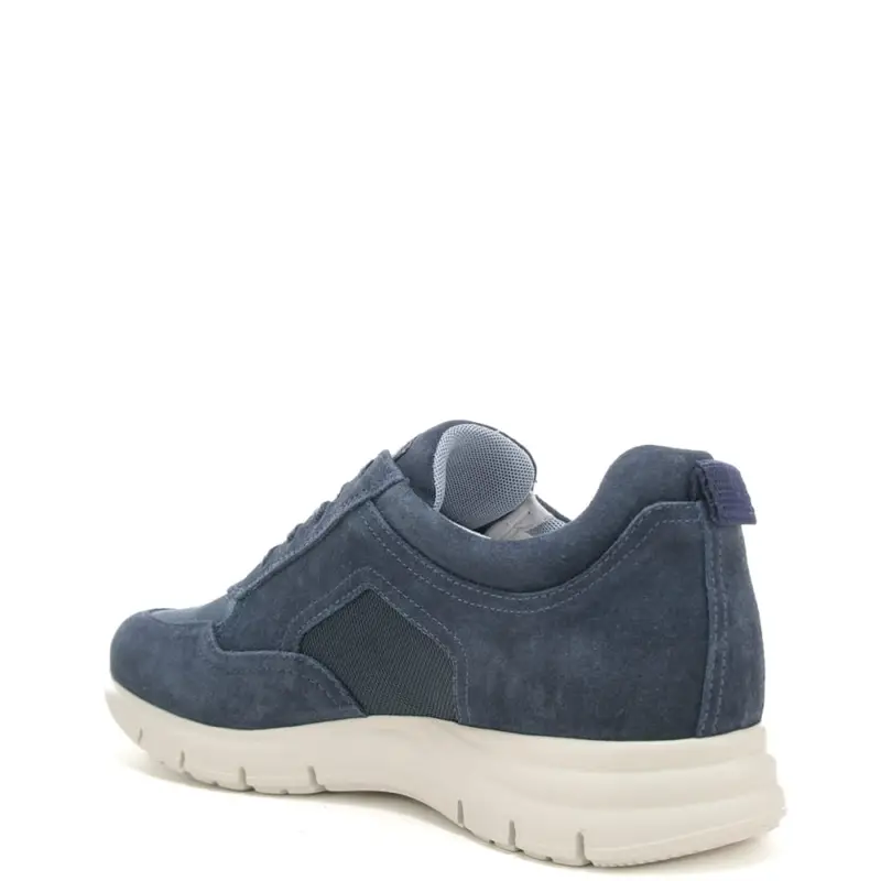 sneakers da uomo in tessuto e suede con zip laterale blu navy miniatura 3