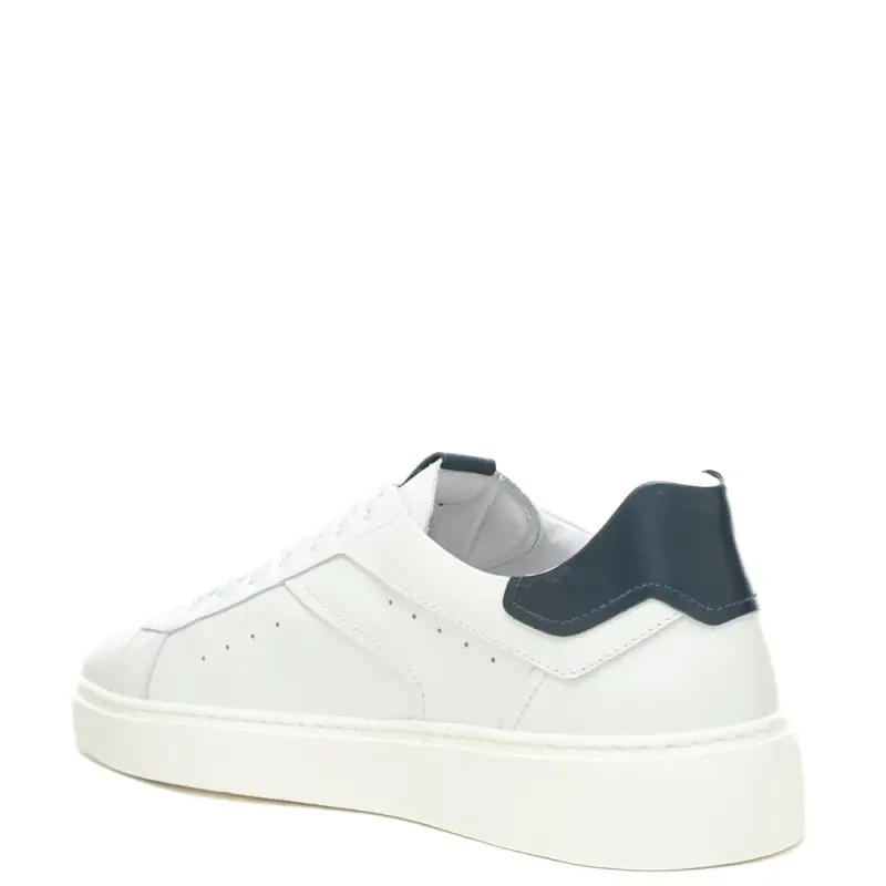 sneakers da uomo in vera pelle con finitura liscia e inserto a contrasto colore bianco blu navy miniatura 3