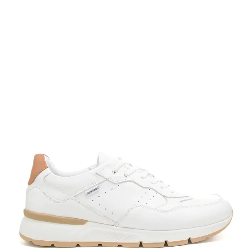 sneakers da uomo in vera pelle con inserti a contrasto bianche