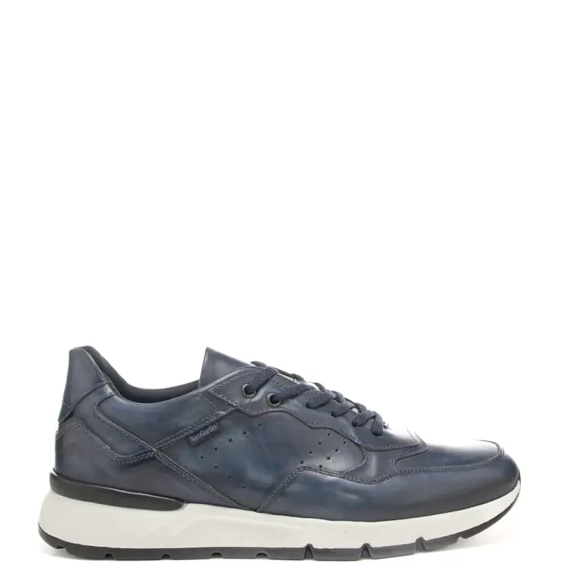 sneakers da uomo in vera pelle con inserti a contrasto blu navy