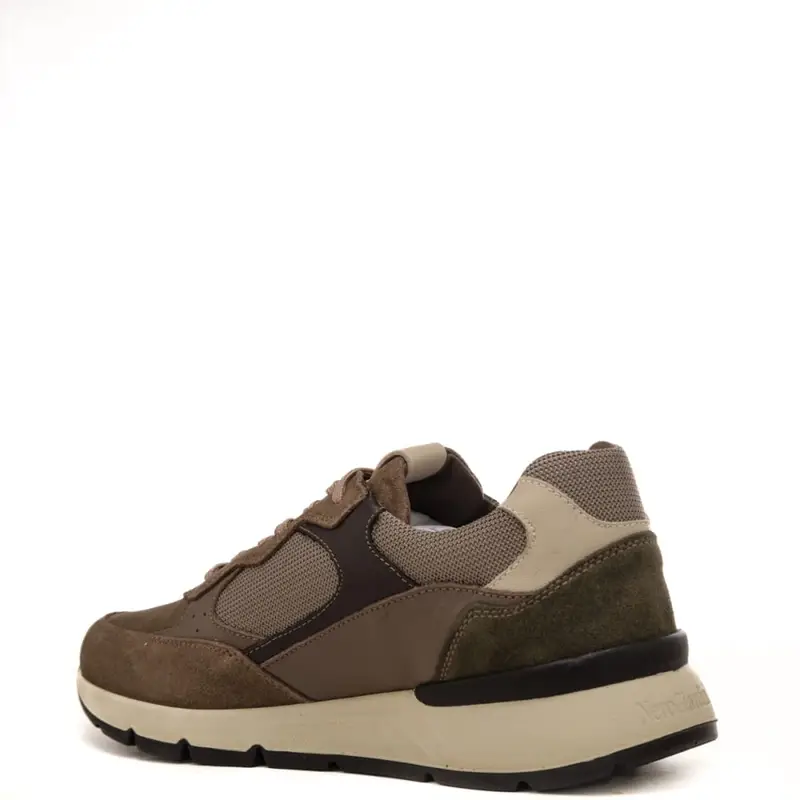 sneakers da uomo in vera pelle con inserti in suede marrone miniatura 3