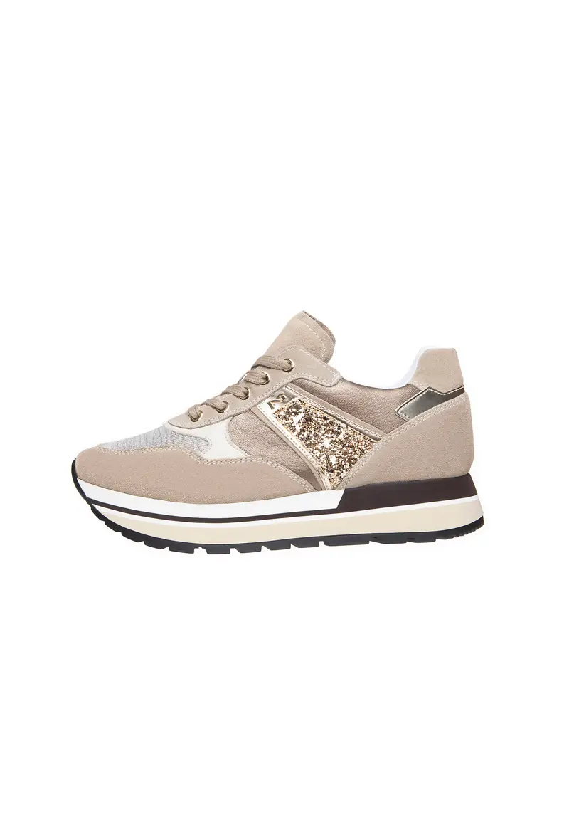 NeroGiardini Sneakers Donna in Camoscio e Pelle - Beige