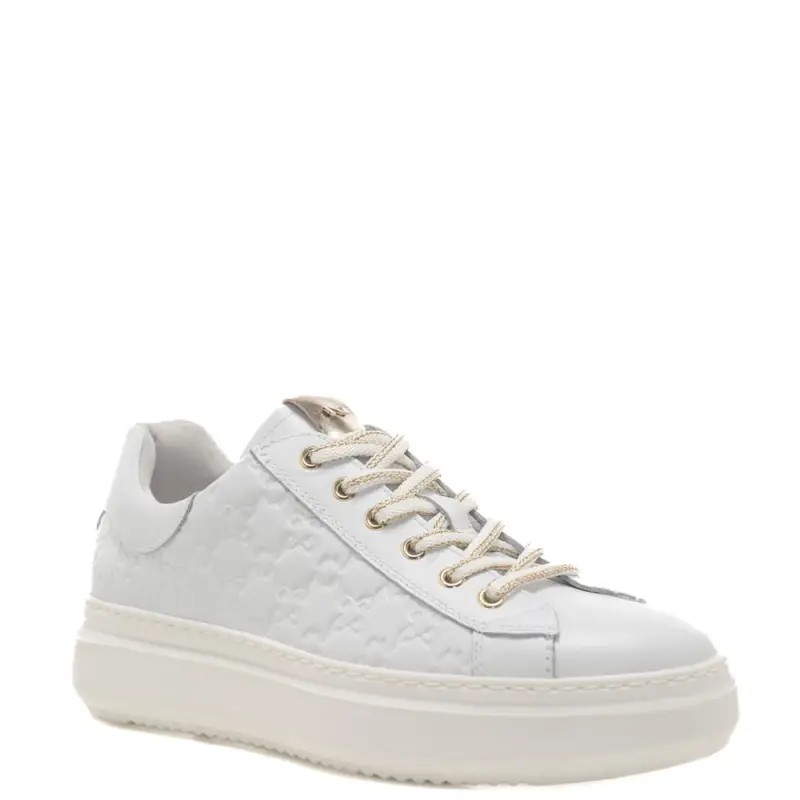 Nerogiardini sneakers donna in pelle bianca con logo miniatura 2
