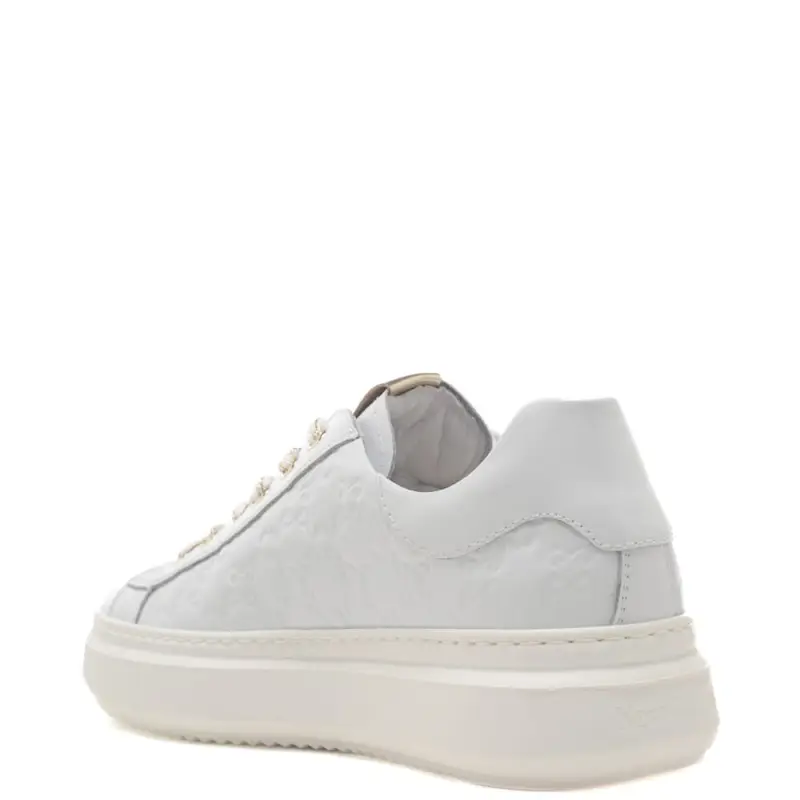 Nerogiardini sneakers donna in pelle bianca con logo miniatura 3