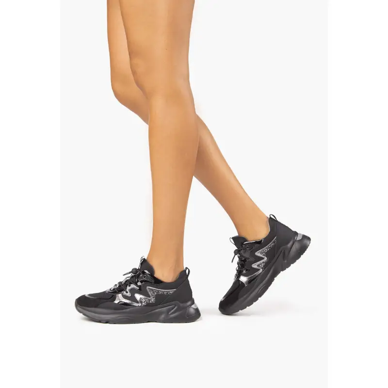 Sneakers Donna in Pelle e Camoscio - Nero