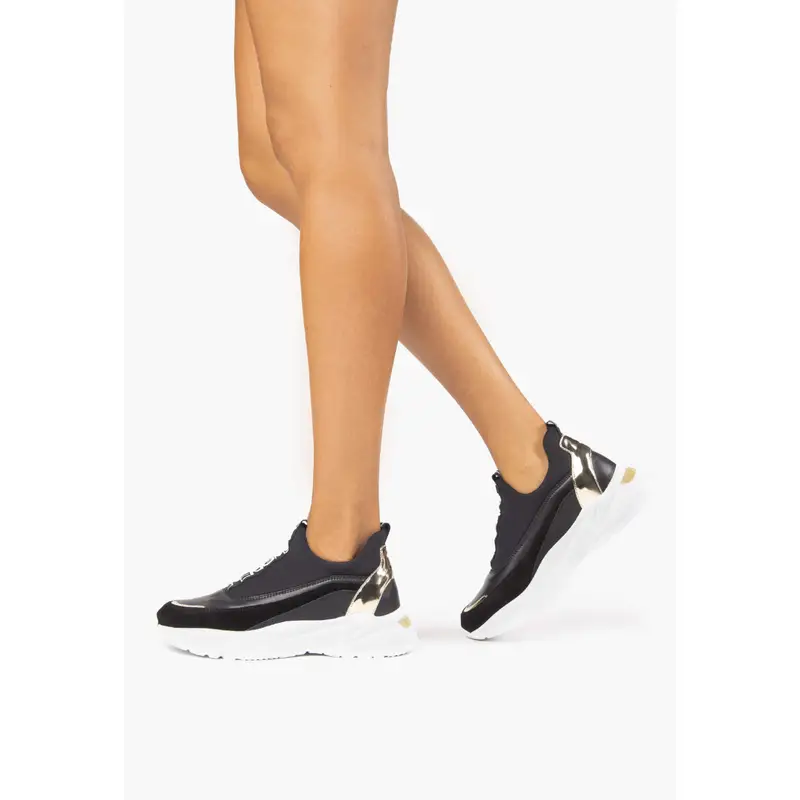 Sneakers Donna in Pelle e Camoscio - Nero